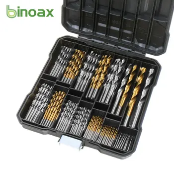 Binoax 130PCS Grąžtas Rinkinys HSS Padengtas Titano Twist Drill Rinkinio Poveikį Tiek Įrankių, Metalo, Medienos, Plastiko