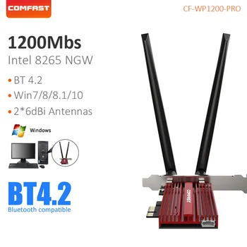 COMFAST Raudona 2.4/5G Wifi PCI-E Card for Desktop, su 2*6dBi Antena MU-MIMO 11AC Belaidžio ryšio Adapteris 1200Mbps Wi-fi Imtuvas