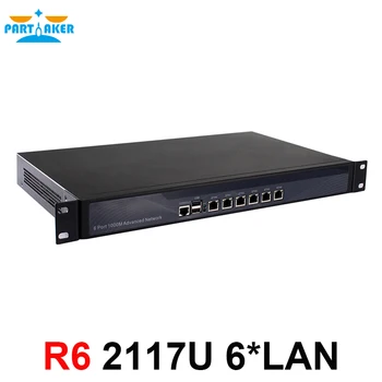 Partaker R6 Intel 1037U Dual Core 1.8 GHz 1U Rack Ausis Atveju Aparatūros Užkardos su 6* Intel 82583V Gigabit Ethernet