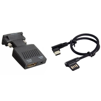 1 Set 1080P VGA Male HDMI Moterų Adapteris Keitiklis & 1 Vnt USB-C 3.1 Tipas-C Į Kairę, Dešinę, USB 2.0 Duomenų Kabelis