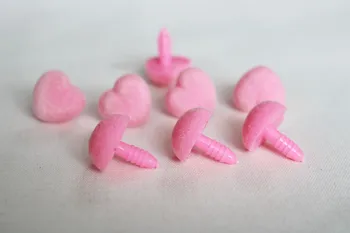300pcs/daug 17mm širdies formos švarus rožinė, flocking žaislas nosies saugos gyvūnų lėlės nosis + plovimo 
