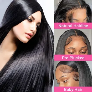 32 Colių Tiesiai Nėriniai Priekiniai Perukas 13x4 Žmogaus Plaukų Perukai Moterims, Peru Žmogaus Plaukai Remy Skaidrus HD 13x6 Nėriniai Priekinio Perukai