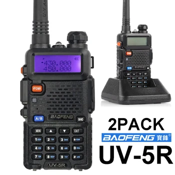 Baofeng uv 5r walkie talkie 2 vnt. dvipusio radijo gamintojai parduoda Dual-band 5W highpower FM Radijo savarankiškai vairuoti kelionė