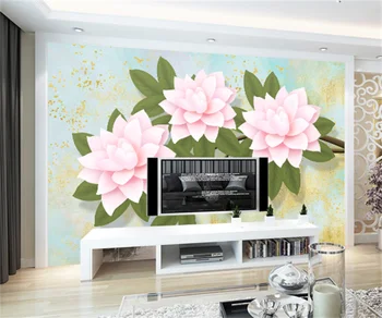 Japonų stiliaus rožinės spalvos gėlių 3D TV foną modernus minimalistinis miegamasis TV tapetai namo foto tapetai