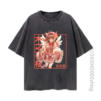 Kortelės Gūstītājs Sakura CSS Sakura Kinomoto Anime Moteris Marškinėliai Streetwear Harajuku Derliaus Nelaimę Marškinėlius Marškinėliai Vyrams Viršūnės