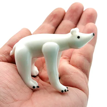 Mini Murano Stiklo Gyvūnų Figūrėlės Dekoro Mielas, Ryškus Modeliavimas Polar Bear Statula Papuošalai Vaikų Diena Naujųjų Metų Dovana Vaikams