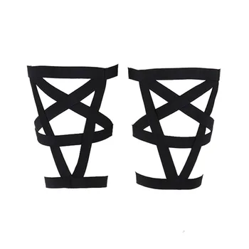 Moterų Black Pentagram prisegamų kojinių Diržas, Kūno Pakinktai Seksualus apatinis Trikotažas Spandex Harajuku Pastelinių Gotikos Nelaisvėje kojos Star Diržas