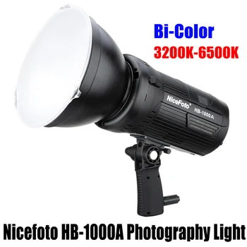NiceFoto HB-1000A LED Vaizdo Šviesos Bi-Color 3200K-6500K 100W Tolygus Reguliavimas CRI 95+ Studija Lauko Fotografijos Lempa