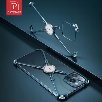 OATSBASF Prabanga Telefono dėklas Skirtas iPhone Pro Metalinio Rėmo Formos, atsparus smūgiams Originalus Viršelis Bamperis Atgal Kietas Atveju