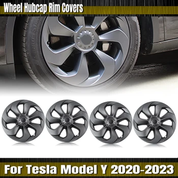 Pilkos Spalvos 19 Colių Automobilių Ratų Hubcap Ratlankio Dangtelis Stebulės Dangtelis Automobilių Dalis, Mentės Stilius Tesla Model Y 2020-2023