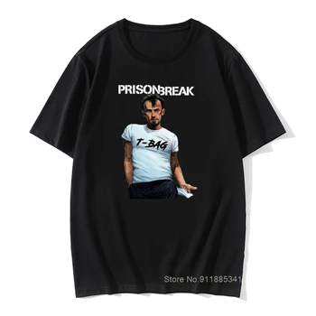 Prison Break T-bag T-shirt Mens Juokingas Žmogus Viršūnes Tees Black Marškinėliai Vasaros Grafinis Šukuotinės Medvilnės Tees Hipster Dizaino Marškinėlius