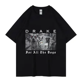 Reperis Drake Spausdinti Negabaritinių Marškinėliai už Visus Šunis Retro Grafinis T-shirt Vyrams, Moterims, Hip-Hop Mados Medvilnės marškinėliai Streetwear