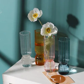 Skandinavijos Kūrybos Dryžuotas Vitražo Stiklo Vaza, Mada, Retro Dekoratyviniai Papuošalai Hydroponic Gėlių Vaza Namų Dekoracijos
