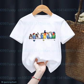 T-marškinėliai berniukams/mergaitėms papūga paukštis gyvūnų spausdinti marškinėlius vaikų Vasaros trumpas rankovėmis Bamblys marškinėlius Berniukų, Mergaičių Universalus aprangos