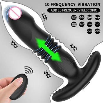 Teleskopinis Nešiojami Vibruojantis Dildo ButtPlug Analinis Vibratorius Prostatos Trijų Taškų Stimulas Clit Makšties Massager Sekso Žaislas Moterims