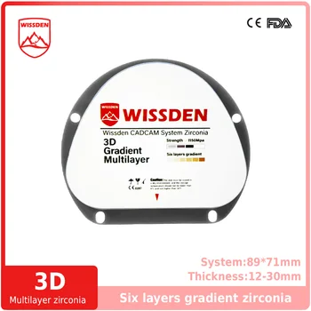 Wissden Dantų Lab Daugiasluoksnės Medžiagos Cirkonio Blokai 3D 71,12-30mm CAD/CAM