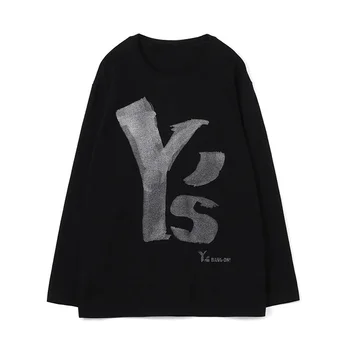 Yohji Yamamoto 22SS Y Spausdinimo Atsitiktinis Apvalios Kaklo Viršuje Vyrų Ir Moterų Mados Laisvas Ilgas Rankovėmis marškinėliai